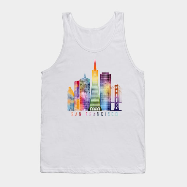 San Francisco Skyline Watercolor Tank Top by Luve